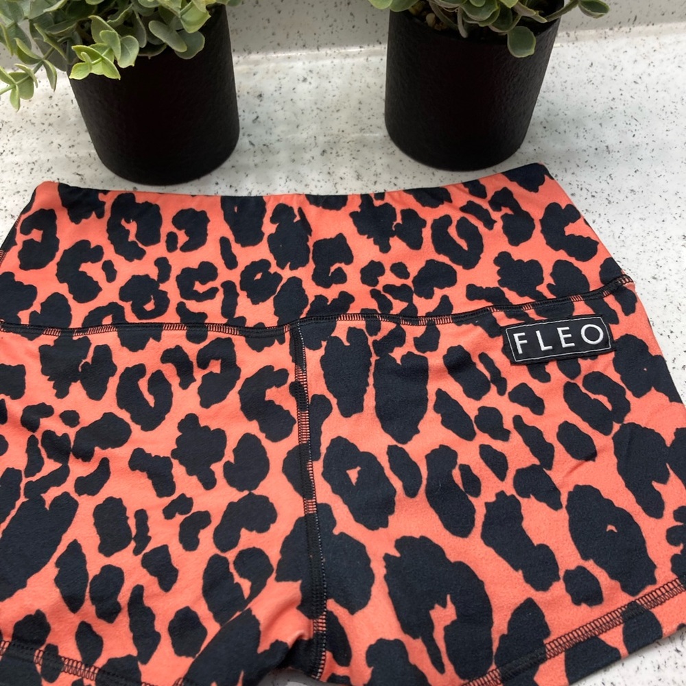 Fleo Coral and Black Leopard Bike Shorts